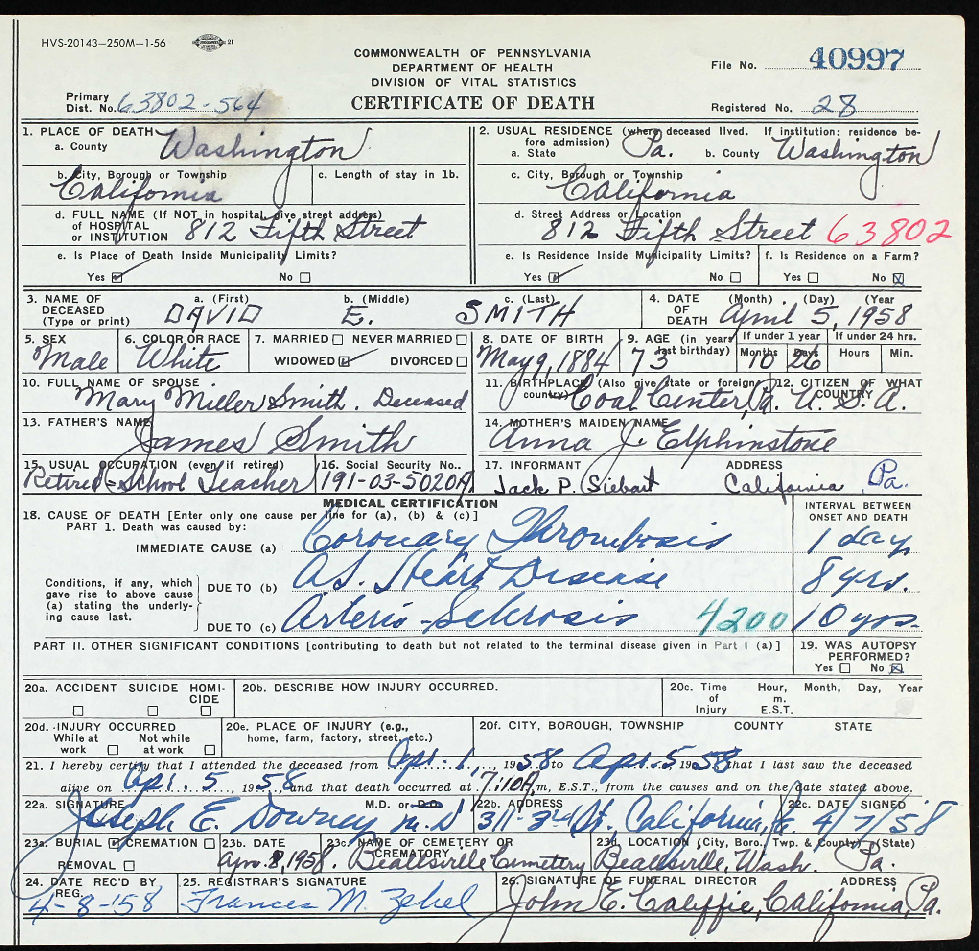 death certificate
